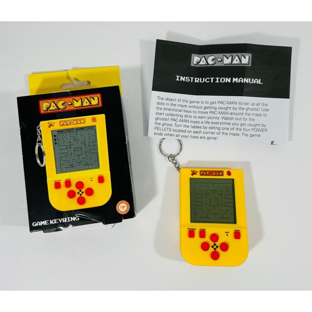 Pac-Man Game Keyring With LCD Screen & Instructions Travel Fun Ghost Pellets
